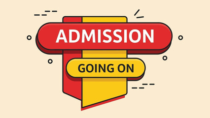 A vibrant red and yellow banner illustration for school, college, or university admissions. Announcement concept for student enrollment now open for 2026