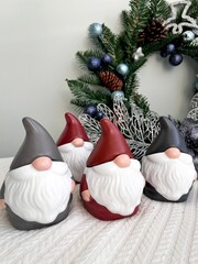gnome made of plaster, hand painted, handmade, box or candle