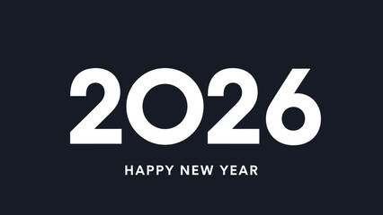 Happy New Year 2026 elegant text design. Modern minimalist vector illustration for a greeting card, banner, or holiday background