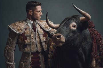 Good looking Spanish traditional bullfighter portrait 