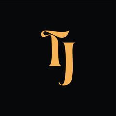 An eye catching monogram design with T and J letters intertwined in a vintage style great for luxury brand identity and logo