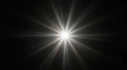 Abstract shining star with soft long rays on a black background. A symbol of hope, inspiration and energy; suitable for logos, screensavers and web design.