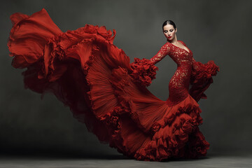 Spanish flamenco dancer with a gorgeous red dress 