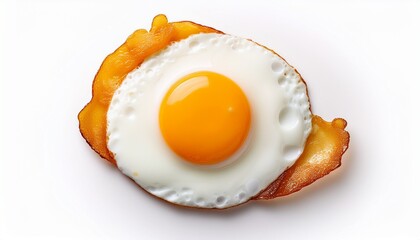 fried egg isolated on white background top view food cooking photo