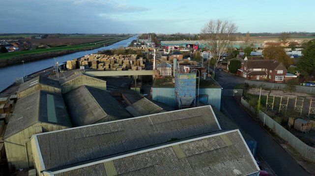 Aerial view of Nene Parade industrial area, United Kingdom.