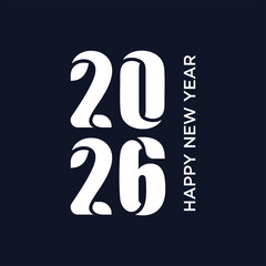 Happy New Year 2026 logo design. Typography text number 2026 New Year design graphic. word mark text 2026 symbol icon