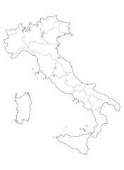 Map of the country of Italy with political divisions on a white background, infographic