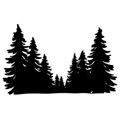 Obraz premium Pine tree forest silhouette, nature and wilderness in outdoor landscape context