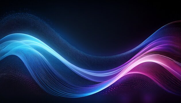 Abstract Grainy Blue Purple Color Gradient Wave Black Background Glowing Light Dark Backdrop