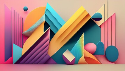 abstract geometric shapes in vibrant pastel colors