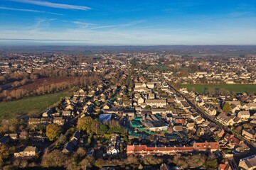 Aerial View of Witney Town and River Windrush, Oxfordshire, England