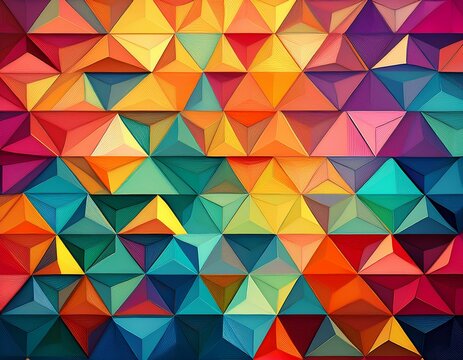 vibrant geometric pattern of colorful triangles - Powered by Adobe