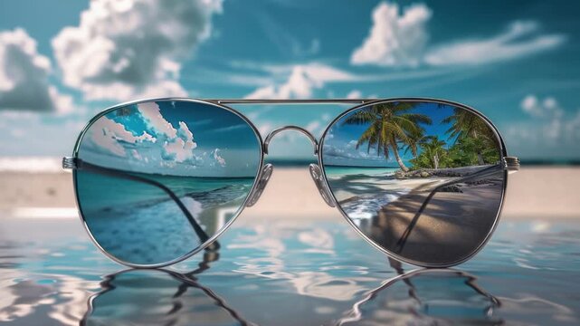 Video A pair of sunglasses resting on a table
