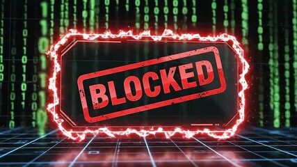 Cyber attack blocked message on digital background with attack detected signifies successful cybersecurity defense. Suitable for cybersecurity blogs and articles.