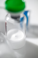 Close up of Glass Vials with Lyophilized Peptides