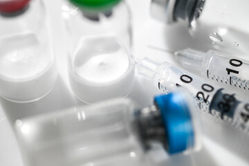 Close up of Glass Vials with Lyophilized Peptides