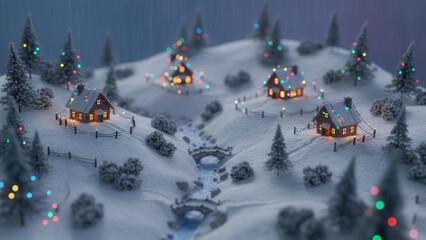 Winter Wonderland Landscape. A miniature diorama depicting a winter or Christmas scene
