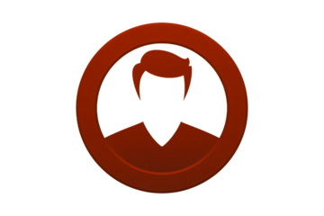 Stylized silhouette icon representing a person with a classic hairstyle within a bold circular frame, ideal for profiles and avatars