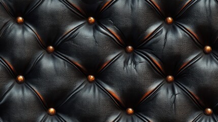 Naklejka premium Close-up shot of a patterned surface resembling leather upholstery. Dark grays and oranges create a striking contrast, emphasizing the texture and pattern.