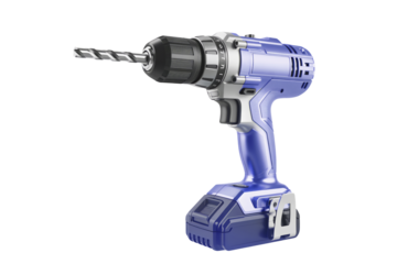 Powerful blue cordless drill with sharp metal bit ready for any DIY project or professional construction task, showcasing modern design and efficiency.