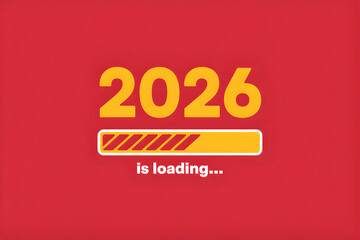 2026 Loading Bar Graphic with Bold Yellow Text on Red