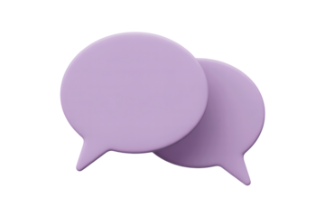 Modern 3D speech bubbles in soft purple, perfect for communication, social media, and business messaging concepts