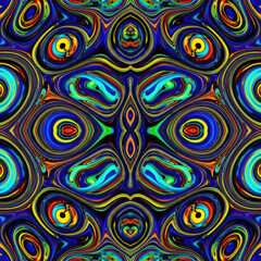 Illustration abstraite psychédélique symétrique aux couleurs vibrantes