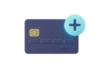 Adding credit card to digital wallet with glowing plus sign, secure payment concept, modern financial technology