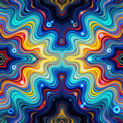 Illustration abstraite psychédélique symétrique aux couleurs vibrantes