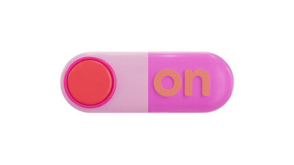 Vibrant 3D toggle switch design with 'on' text, perfect for website buttons, app UI elements, and tech concepts with a modern aesthetic