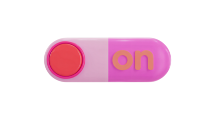 Vibrant 3D toggle switch design with 'on' text, perfect for website buttons, app UI elements, and tech concepts with a modern aesthetic