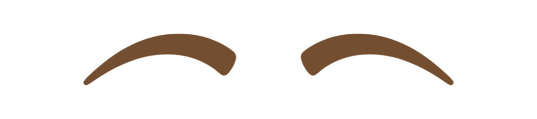 Pair of Abstract Shaped Eyebrows in Brown on a White Background