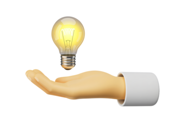 Innovative idea presented with care, light bulb in hand, symbolizing creativity and solutions for business, fostering inspiration and bright ideas