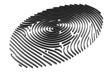3D fingerprint illustration representing identity, security, and access control for digital protection and personal verification