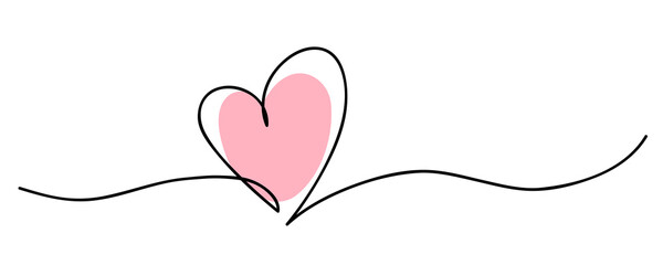 Heart. Abstract love symbol. Continuous line art drawing vector illustration