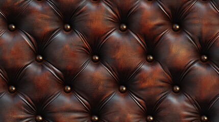 Naklejka premium Close-up of a rich leather texture with a subtle diamond pattern. Dark brown and reddish-brown hues create a tactile and luxurious feel, suggesting softness and quality.