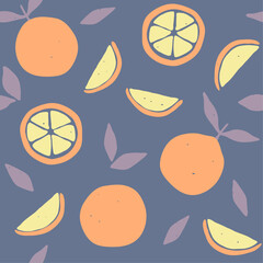 Seamless pattern. Oranges citrus fruits modern color texture. Abstract vector graphic illustration