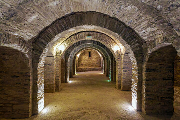 Fototapeta premium Abbey of Saint Martin du Canigou. Pyrenees-Orientales department in France, founded by monks of the Benedictine order