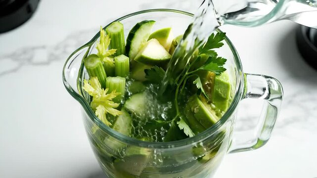 Fresh Vegetables Being Prepared for a Healthy Green Smoothie.