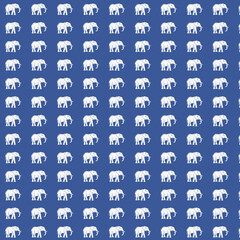 White Elephant Pattern on Blue Background