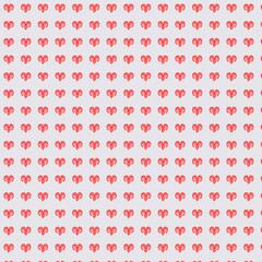 Red Heart Pattern on Light Gray Background
