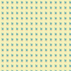 Repeating Pattern of Abstract Floral Elements on Yellow Background