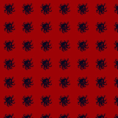 Repeating Abstract Pattern on Red Background