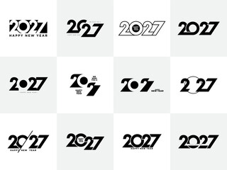 Set of Happy new year 2027 design. 2027 logo text design.
