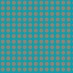 Repeating Floral Pattern on Teal Background