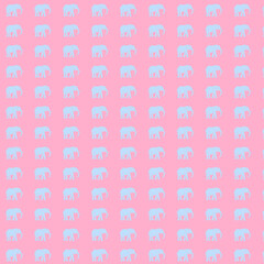 Pink Background with Repeating Blue Elephant Pattern
