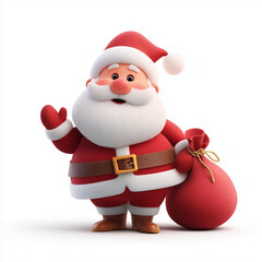 Obraz premium Cute 3D Santa Claus with Gift Bag