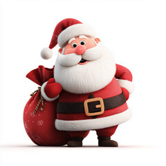 Obraz premium Cute 3D Santa Claus Character with Gift Bag