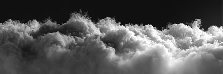 White Smoke Cloud on Black Background