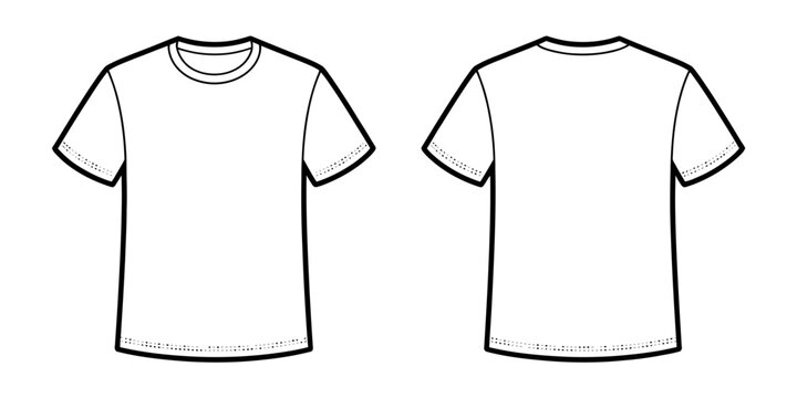 A blank white t-shirt is shown from both the front and back views.
